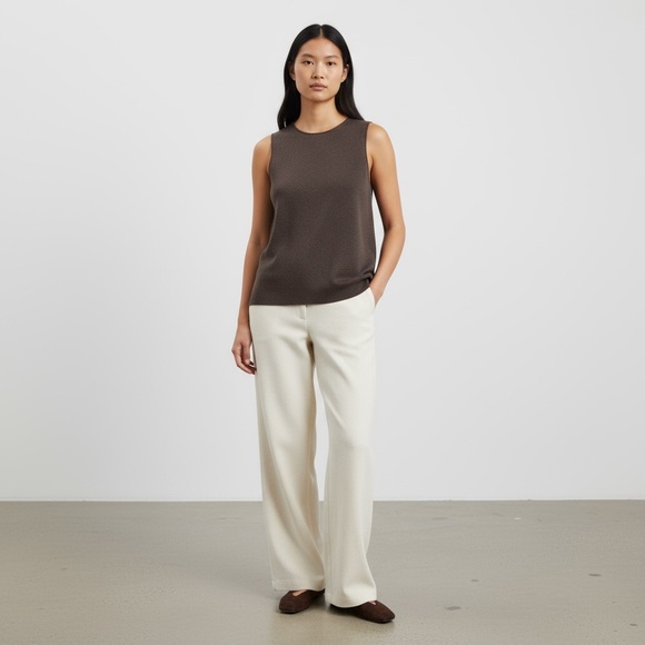 ⭐️ Eileen Fisher 100% Wool Knit Tank Top Brown LARGE - Picture 2 of 11